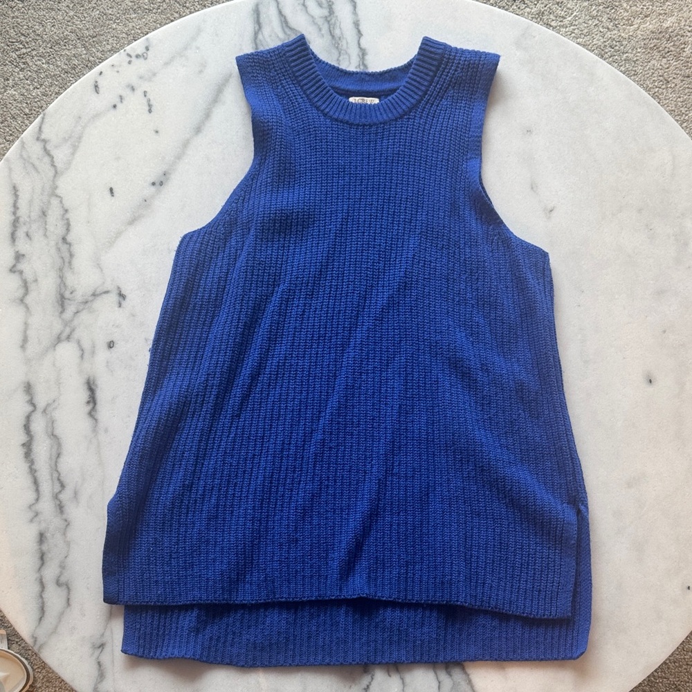 J. Crew Cobalt Blue Knit Sleeveless Sweater Vest